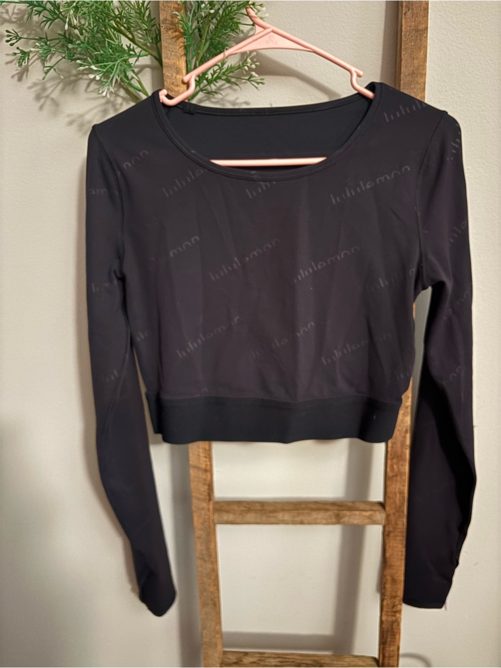 lululemon athletica Black Cropped Long Sleeve Crew Top